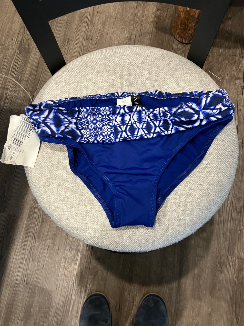 NWT La Blanca Royal Blue Bikini Bottom with Printed Foldover Waistband